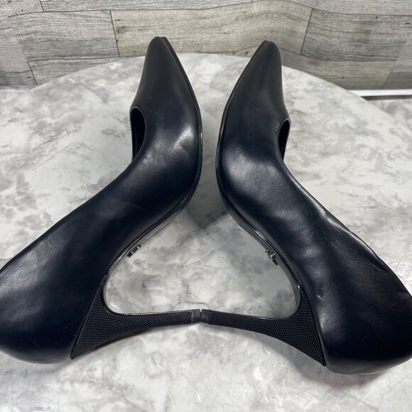 Antonia Saint New York Heels Women 7.5 Shoes Black Leather Pointed Cushion Pumps - Picture 12 of 16